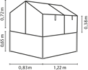 Vorschaubild Vitavia Hochfrühbeet Paris mit 4 Dachfenstern B 119 x T 83 x H 72 cm