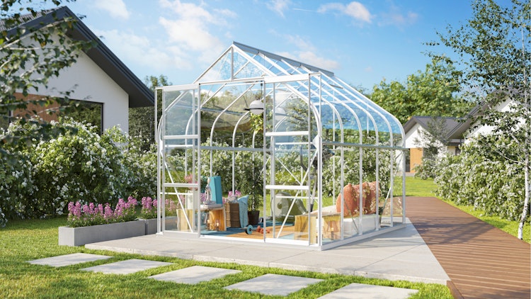 Vitavia Gewächshaus Dione/Diana 8300 inkl. 2 Dachfenster und Stahlfundamentrahmen - 8,3 m² Vitavia Gewächshaus Dione/Diana 8300 inkl. 2 Dachfenster und Stahlfundamentrahmen - 8,3 m²