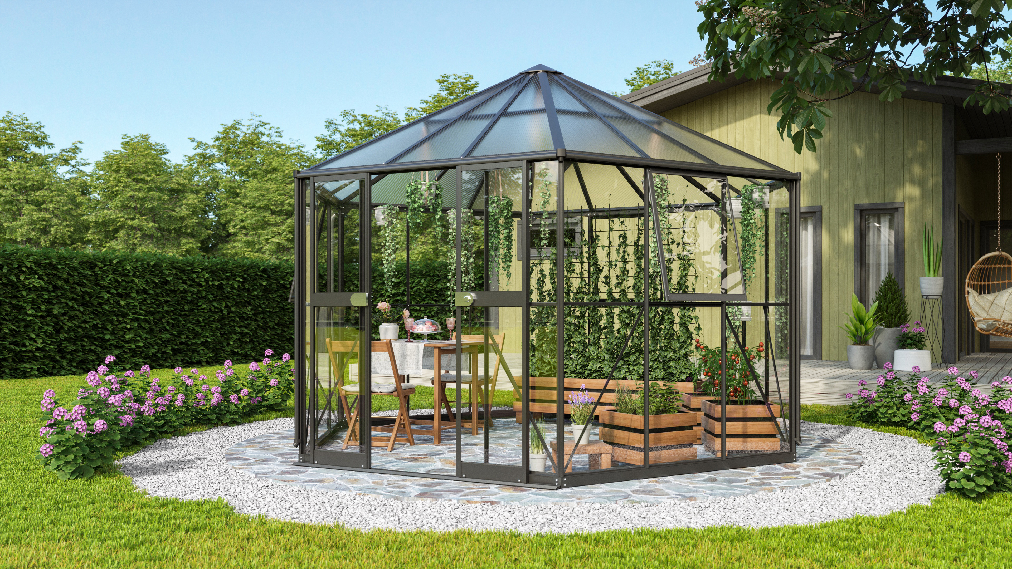 Vitavia Gewächshaus Pi 9000 inkl. 3 Seitenfenstern - 9,0 m²