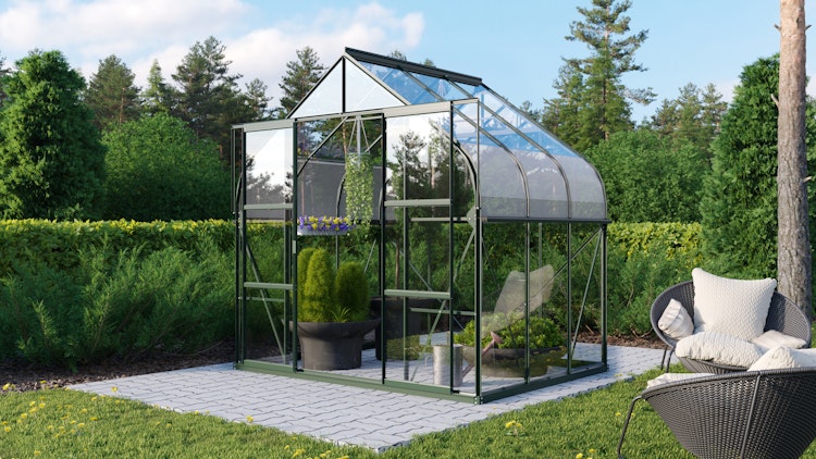 Vitavia Gewächshaus Dione/Diana 5000 inkl. 1 Dachfenster und Stahlfundamentrahmen - 5,0 m² Vitavia Gewächshaus Dione/Diana 5000 inkl. 1 Dachfenster und Stahlfundamentrahmen - 5,0 m²