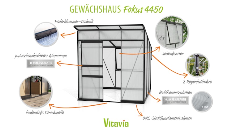 Vitavia Gewächshaus Fokus 4450 - 3,7 m² Vitavia Gewächshaus Fokus 4450 - 3,7 m²