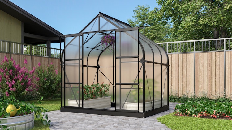 Vitavia Gewächshaus Dione/Diana 5000 inkl. 1 Dachfenster und Stahlfundamentrahmen - 5,0 m² Vitavia Gewächshaus Dione/Diana 5000 inkl. 1 Dachfenster und Stahlfundamentrahmen - 5,0 m²