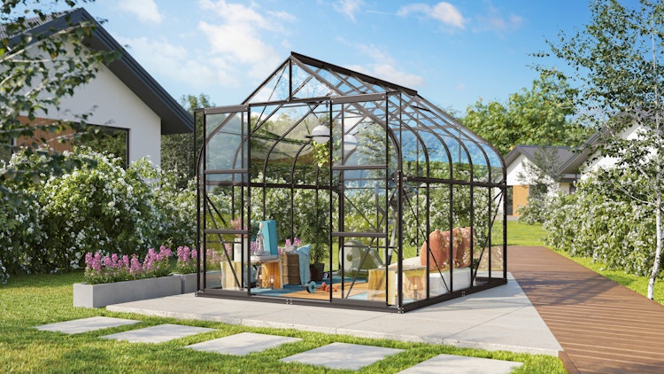 Vitavia Gewächshaus Dione/Diana 8300 inkl. 2 Dachfenster und Stahlfundamentrahmen - 8,3 m² Vitavia Gewächshaus Dione/Diana 8300 inkl. 2 Dachfenster und Stahlfundamentrahmen - 8,3 m²