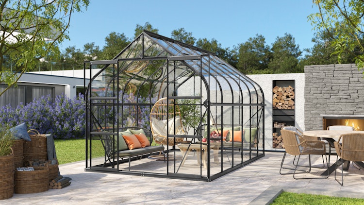 Vitavia Gewächshaus Dione/Diana 9900 inkl. 4 Dachfenster und Stahlfundamentrahmen - 9,9 m²