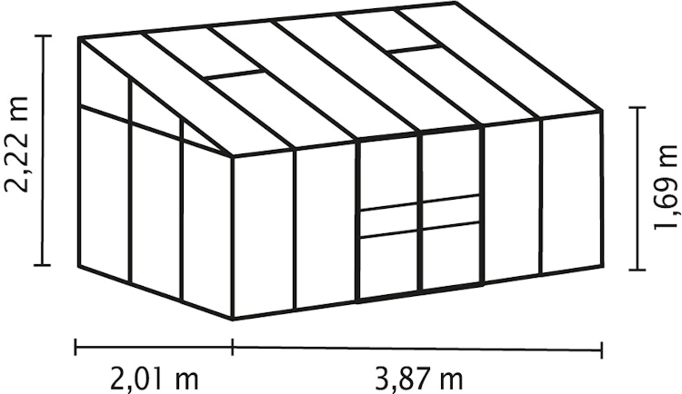 Vitavia Gewächshaus Osiris/Ida 7800 inkl. 2 Dachfenster - 7,8 m²