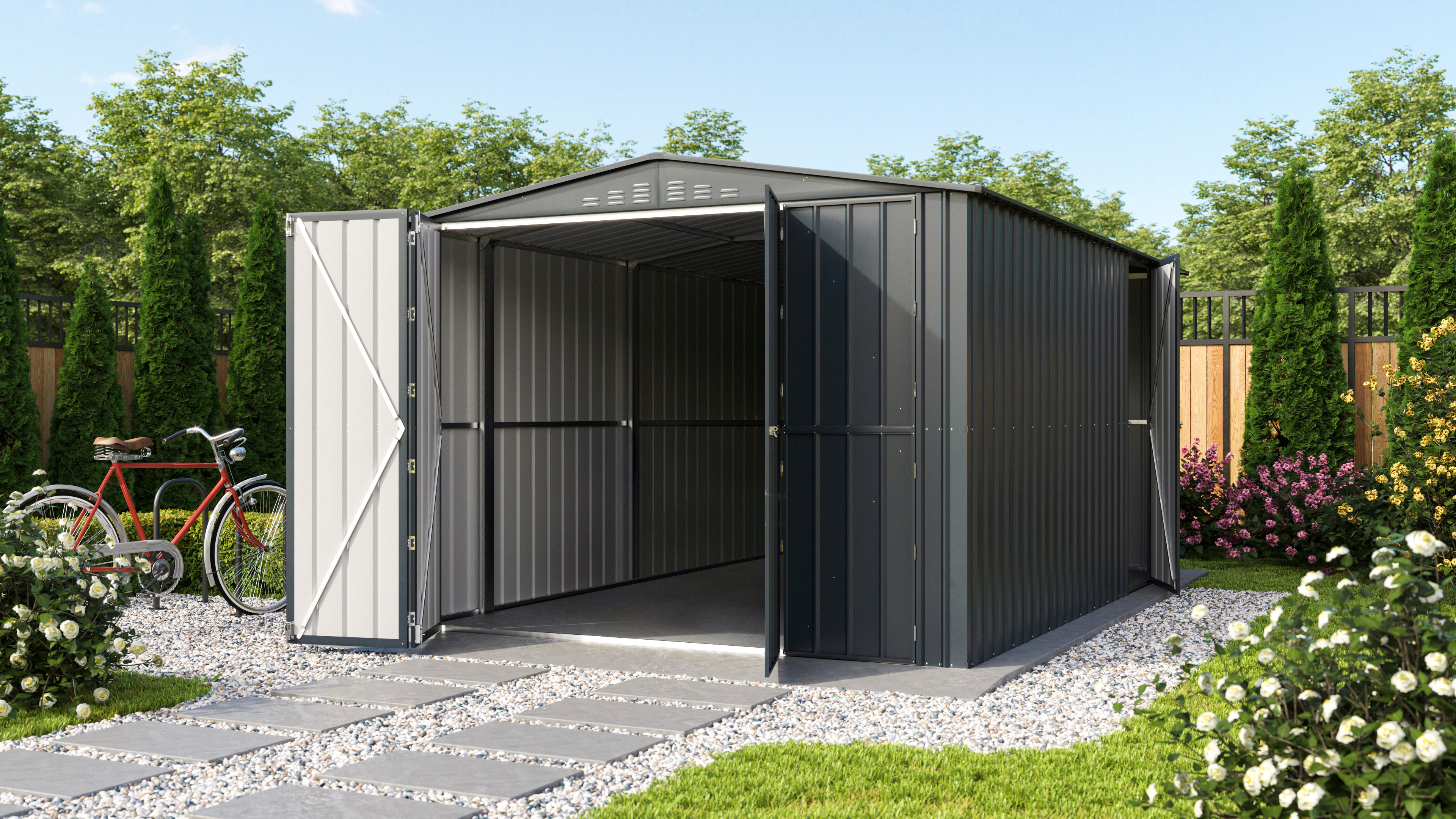 Globel Metallgerätehaus Parker mit Fallschwingüren