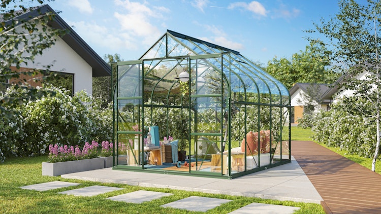 Vitavia Gewächshaus Dione/Diana 8300 inkl. 2 Dachfenster und Stahlfundamentrahmen - 8,3 m² Vitavia Gewächshaus Dione/Diana 8300 inkl. 2 Dachfenster und Stahlfundamentrahmen - 8,3 m²