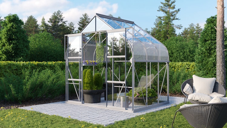 Vitavia Gewächshaus Dione/Diana 5000 inkl. 1 Dachfenster und Stahlfundamentrahmen - 5,0 m² Vitavia Gewächshaus Dione/Diana 5000 inkl. 1 Dachfenster und Stahlfundamentrahmen - 5,0 m²