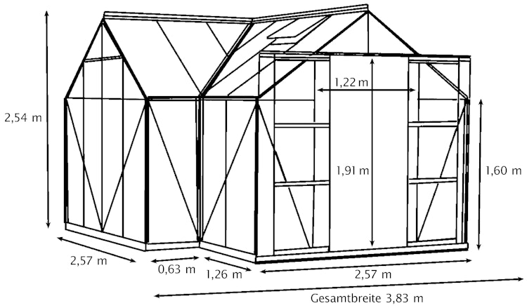 Vitavia Gewächshaus Sirona/Sirius Orangerie inkl. 4 Dachfenstern - 13,0 m²