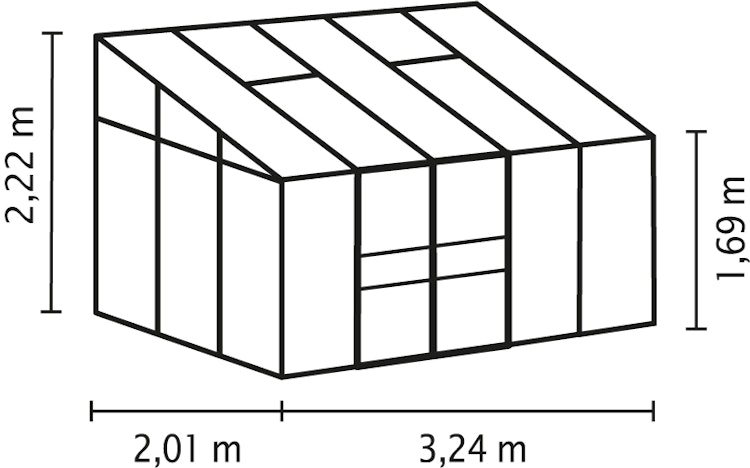 Vitavia Gewächshaus Osiris/Ida 6500 inkl. 2 Dachfenstern - 6,5 m²